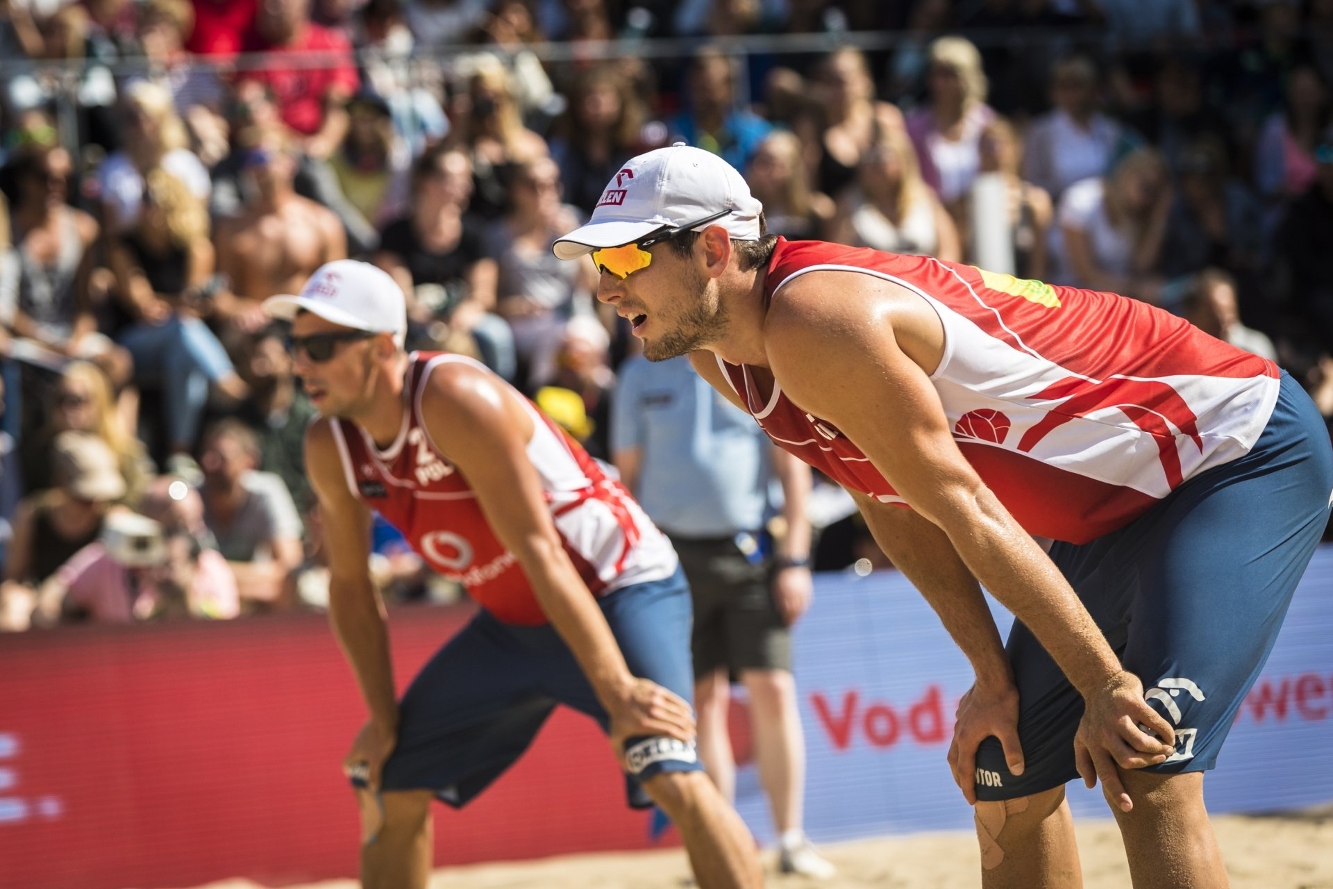 The Polish pair prepare to receive during the World Tour Finals last August
